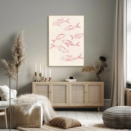 Flowing Fishes Minimalist Poster Wall Art Print