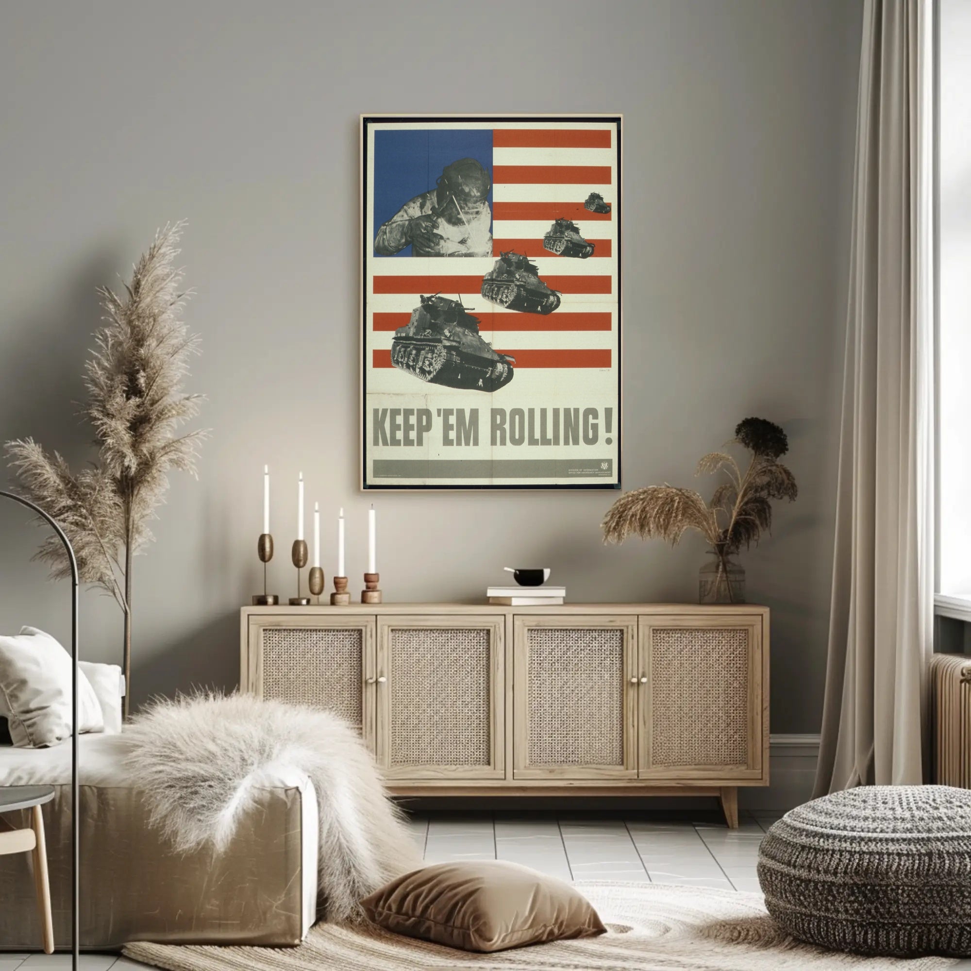 World War II American Industrial Effort Propaganda Poster