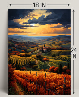Golden Vineyard At Sunset Poster