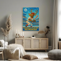 Baseball-Playing Reindeer Poster