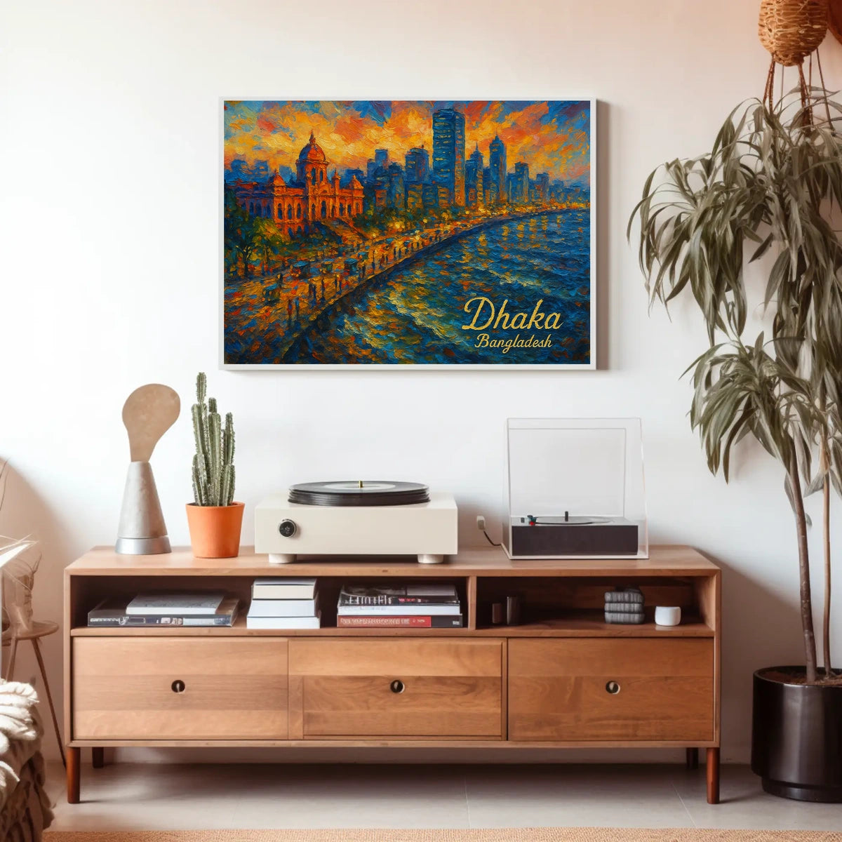 Dhaka Skyline Sunset Photography Realism Urban Poster