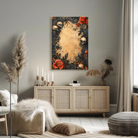 Macabre Roses and Skulls Gothic Artistic Theme Poster