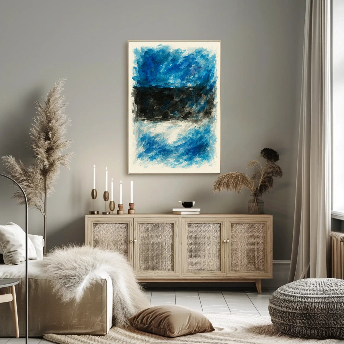 Abstract Blue And Black Composition Poster