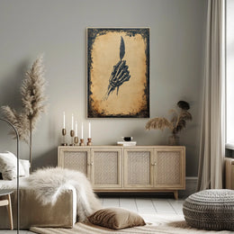 Macabre Skeleton Quill Design Art Print Poster