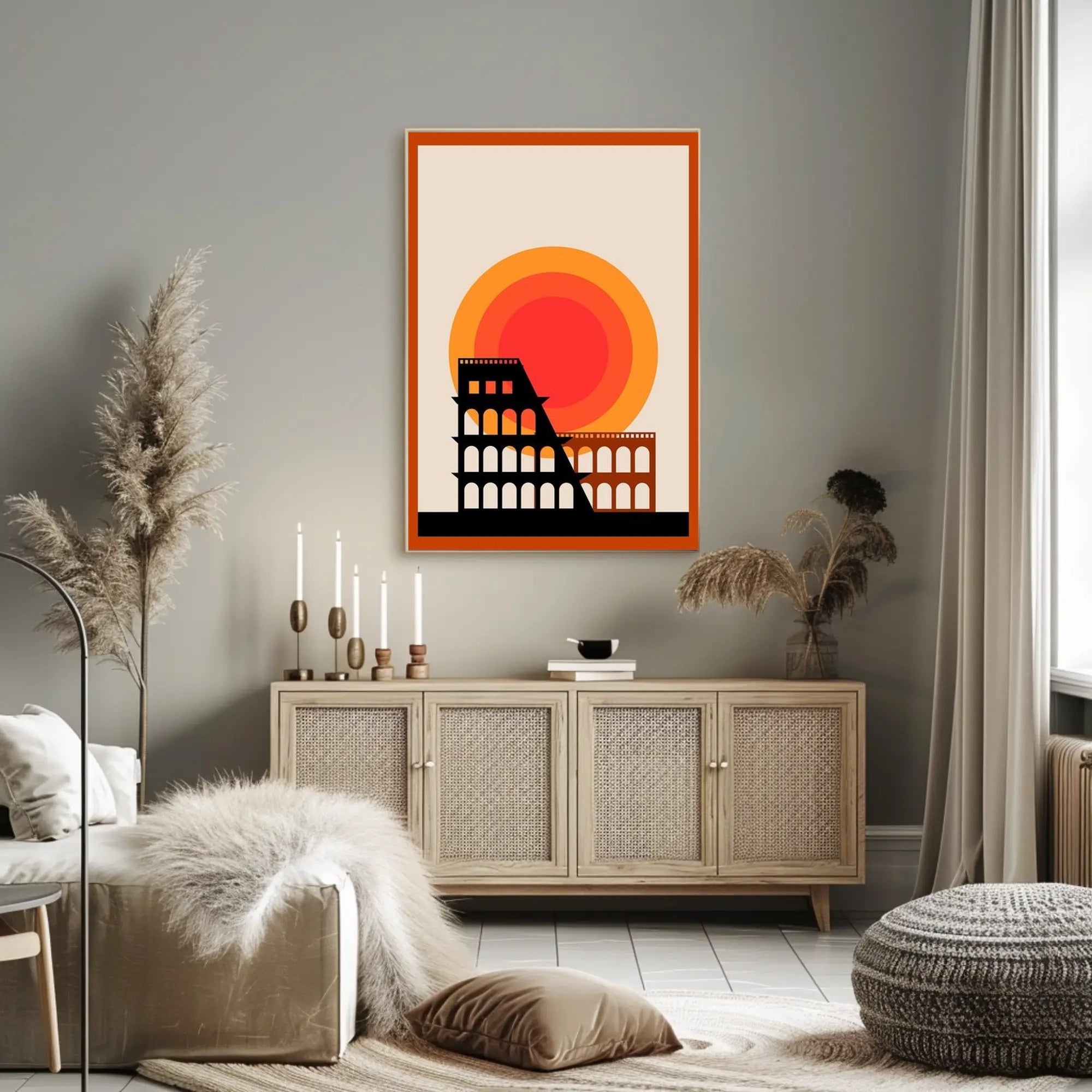 Modern Coliseum Silhouette Poster PosterGoat