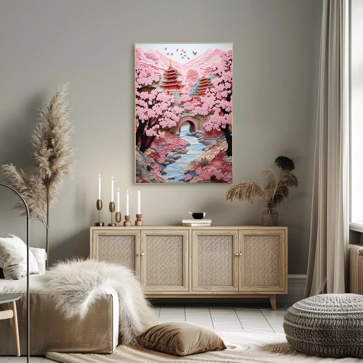 Serene Pagoda Oasis: Cultural or Heritage Poster