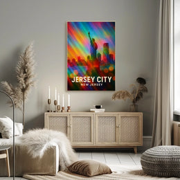 Jersey City Harbor Skyline Urban Realism Collector Poster