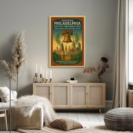 Philadelphia Vintage Liberty Bell Skyline Poster