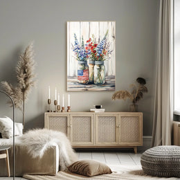 Three Rustic Mason Jars Wall Decor Art Print Poster