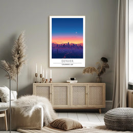 Denver Twilight Skyline Art Print - Urban or Cityscape Poster