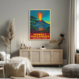 Hawaii Volcanoes Travel Art Deco Poster
