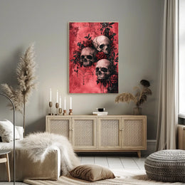 Gothic Skull and Rose Art Print - Artistic Poster