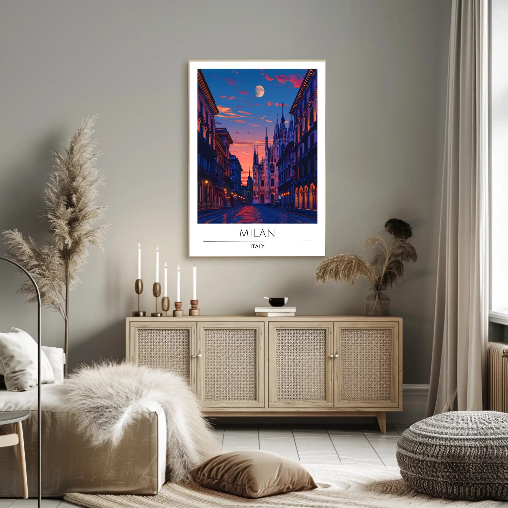 Milan Cathedral Twilight Cityscape Poster