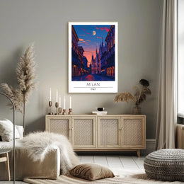 Milan Cathedral Twilight Cityscape Poster