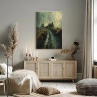 Solitary Stone House in Moody Photorealistic Artistic Poster PosterGoat