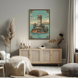 Serene Lighthouse on an Island Poster