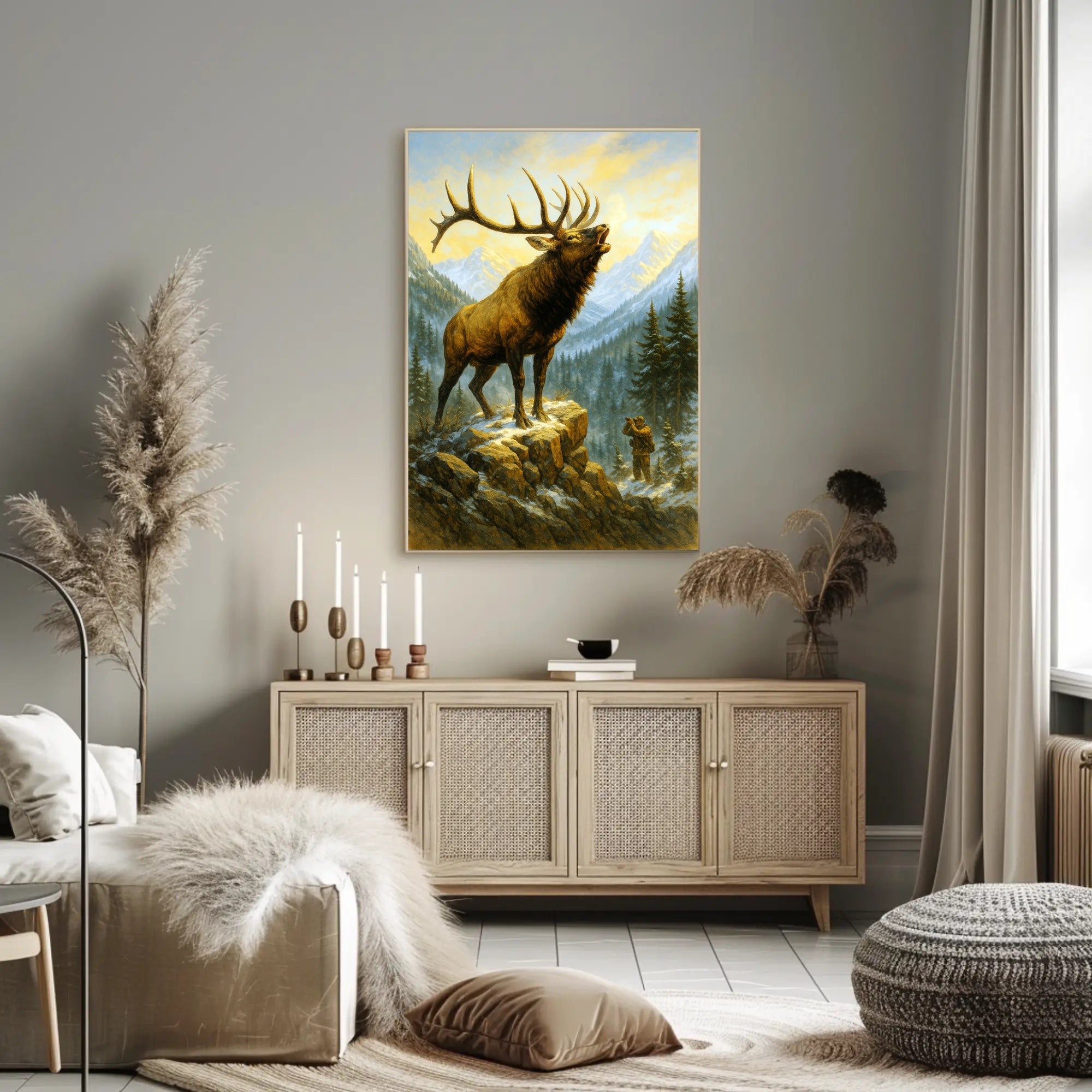 Majestic Elk in the Mountains Poster PosterGoat