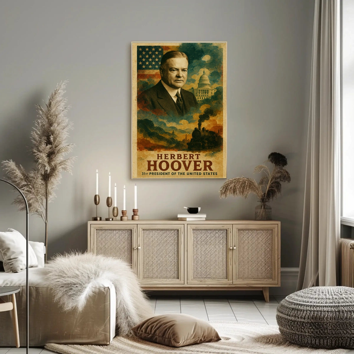 Herbert Hoover 31st President of the United States Layered Digital Collage Poster