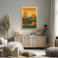California Landmarks Vintage Travel Poster