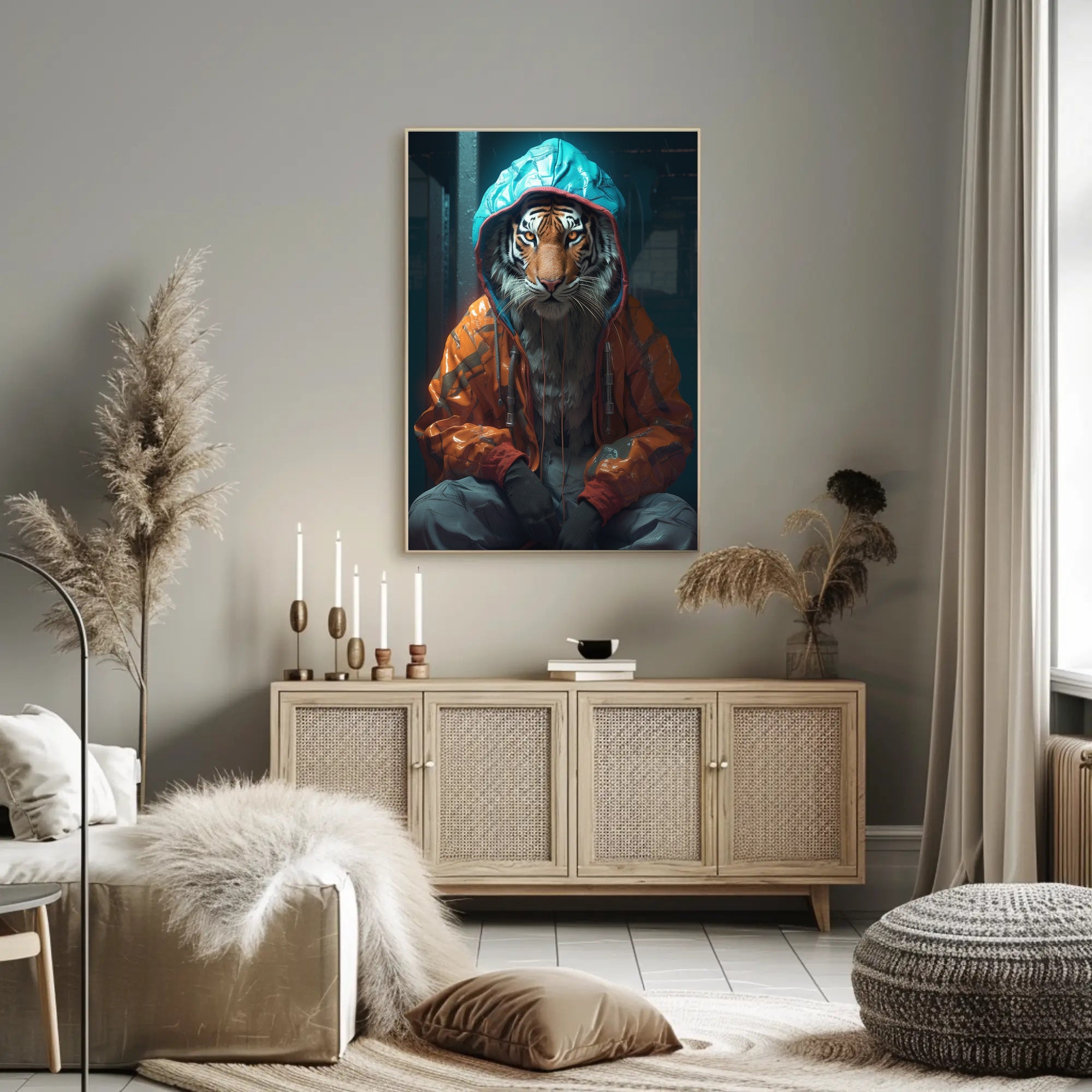 Tiger in Streetwear Urban Fashion Pop Culture Poster