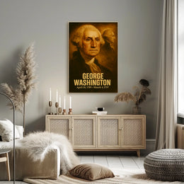 George Washington Vintage Analog Film Aesthetic Poster Presidential Portrait Wall Art Historical Founding Father Print