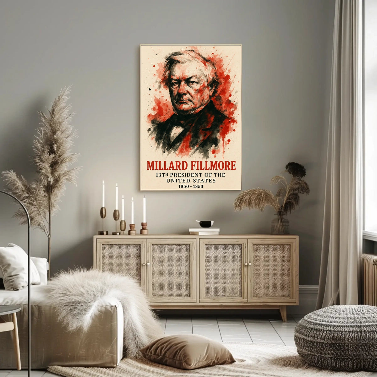 Millard Fillmore watercolor portrait in Historical Poster