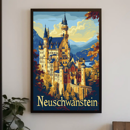 Neuschwanstein Castle Bavaria Forest Travel Poster
