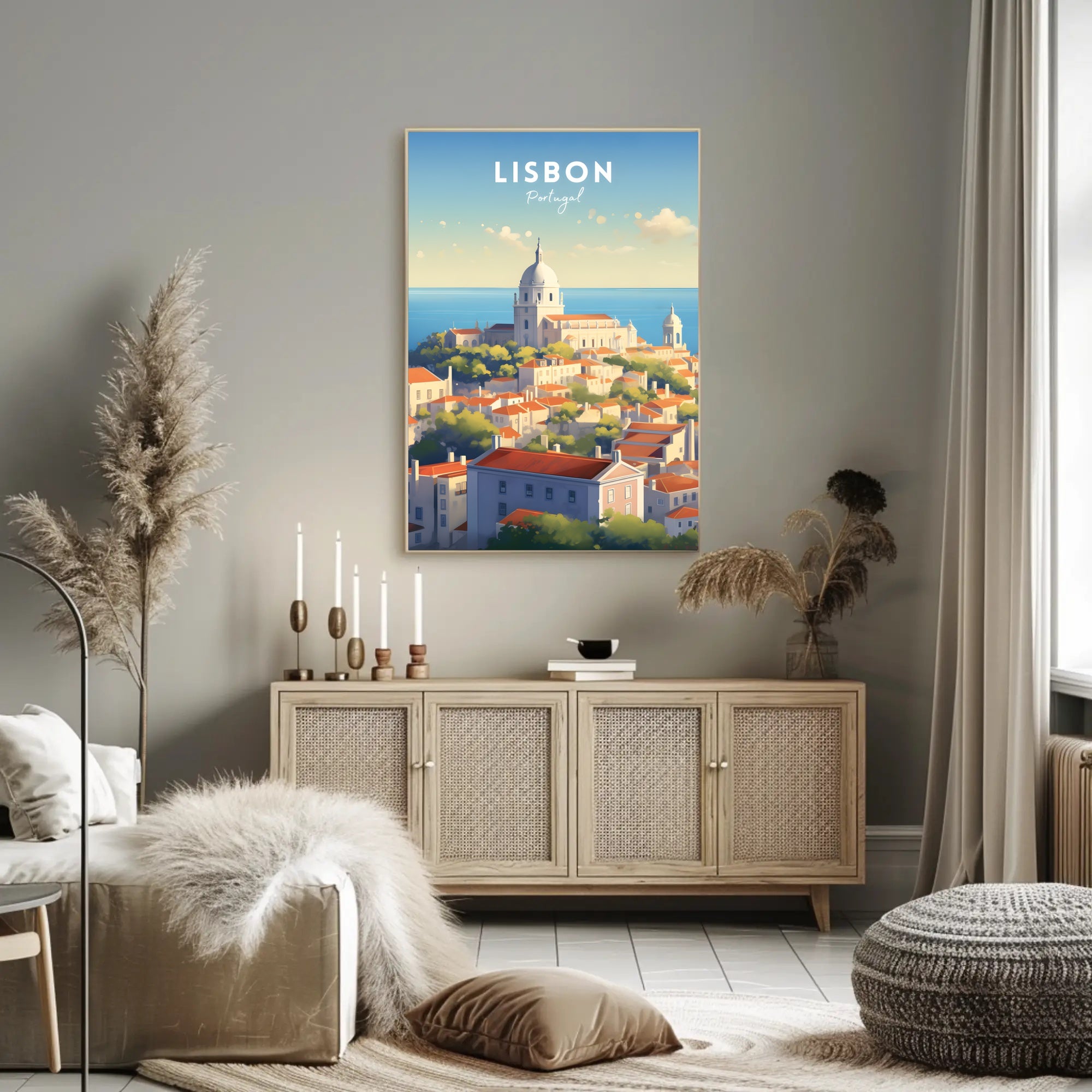 Lisbon Cityscape Coastal View Urban or Cityscape Poster