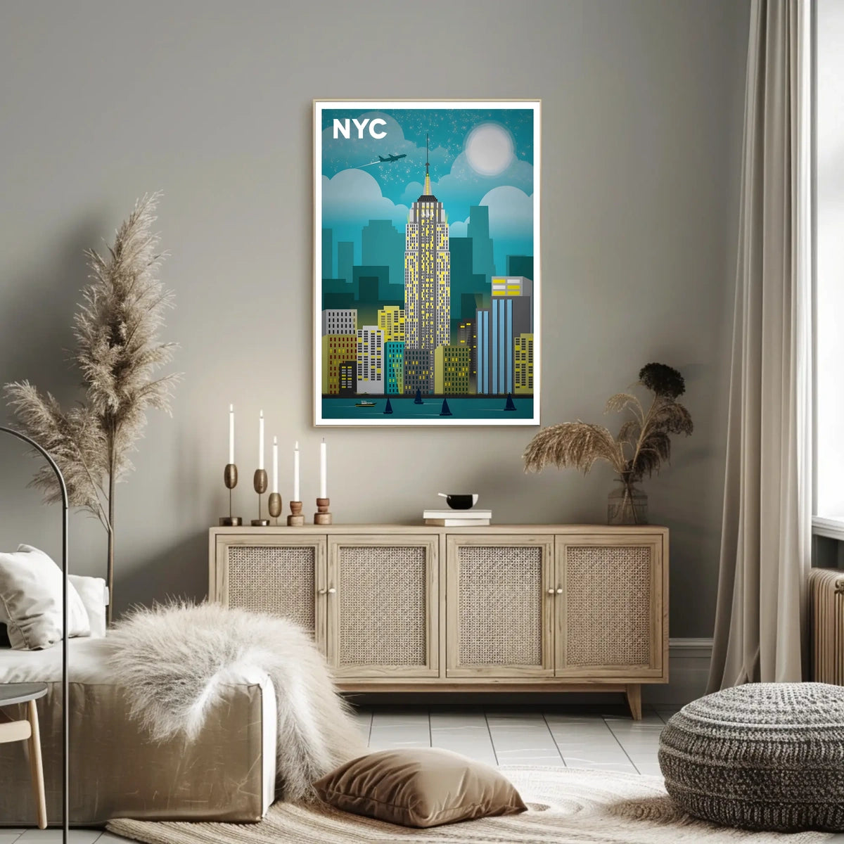 New York City Skyline Cityscape Poster Modern Wall Art