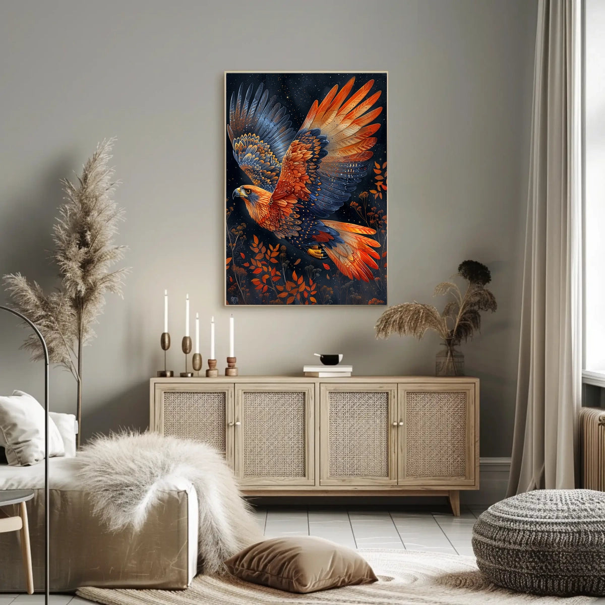Majestic Cosmic Bird Art Poster: Nature's Freedom
