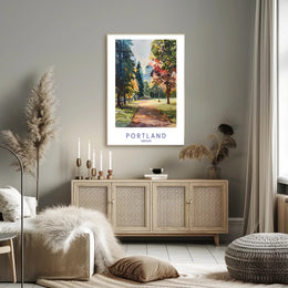 Portland Park in Watercolor: Urban or Cityscape Poster PosterGoat