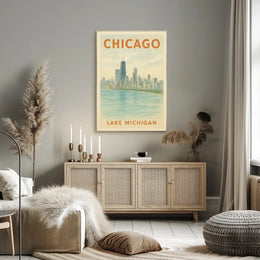 Chicago Skyline and Lake Michigan Poster