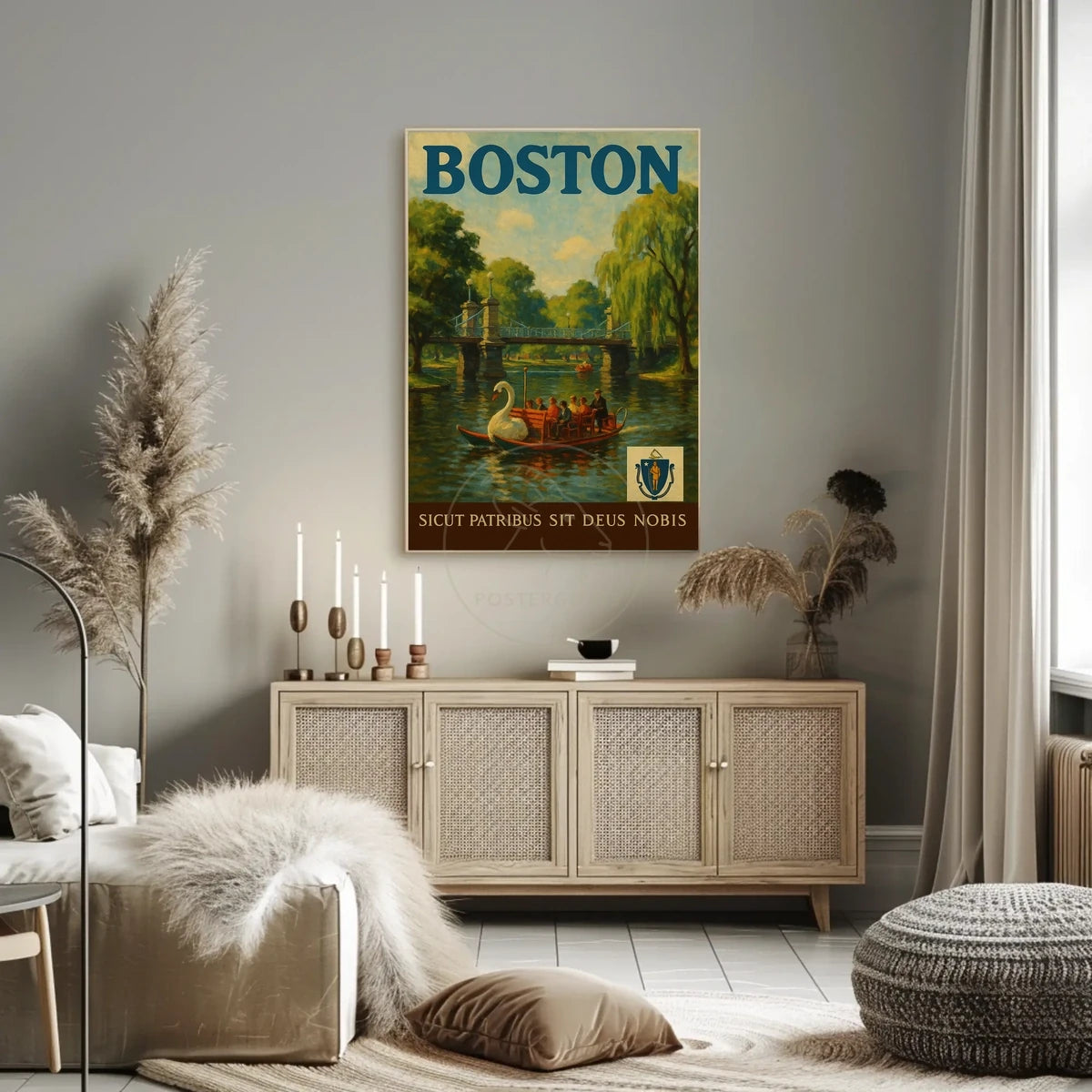 Boston Public Garden Vintage Travel Artwork Poster