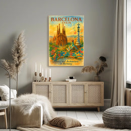 Barcelona Art Poster: Sagrada Família and Park Güell
