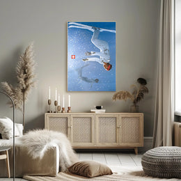 Upside Down Ski Adventure Poster PosterGoat