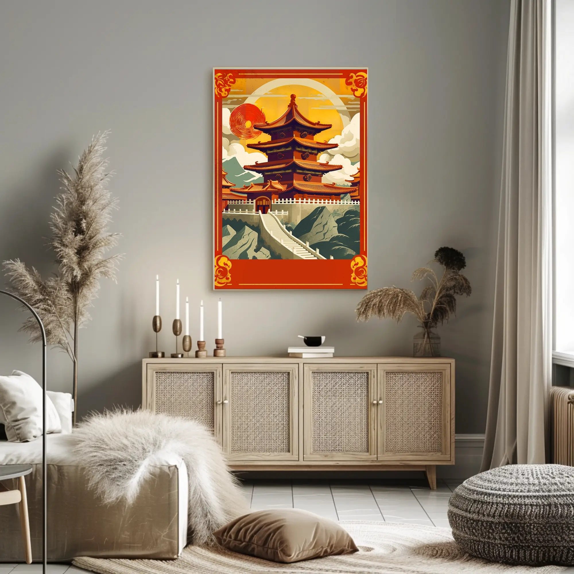 Tranquil Pagoda at Sunset Poster