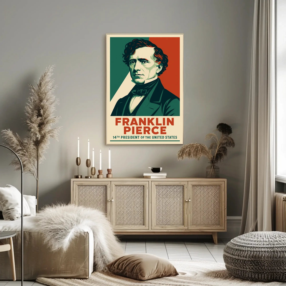 Franklin Pierce Patriotic Art Poster Historical Presidential Poster