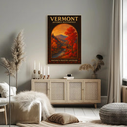 Vermont Autumn Landscape Photorealistic Travel Poster