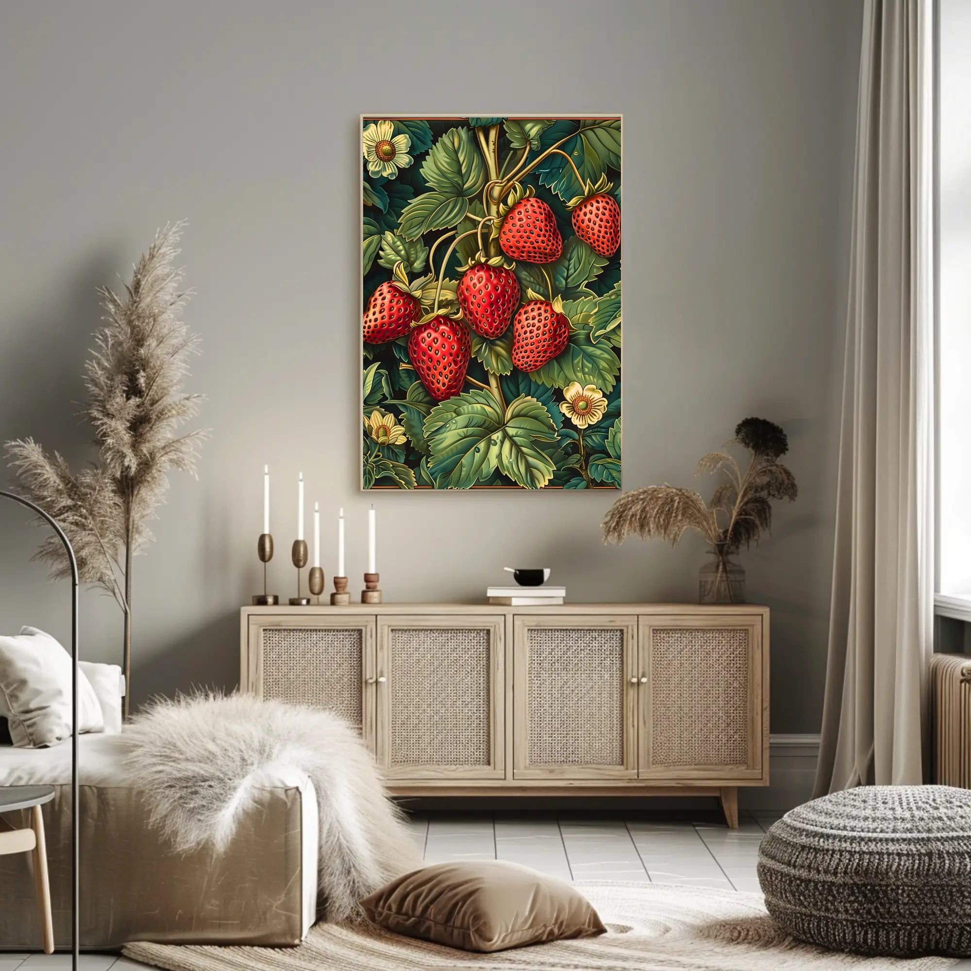 Vintage Strawberry Botanical Art Illustration Poster