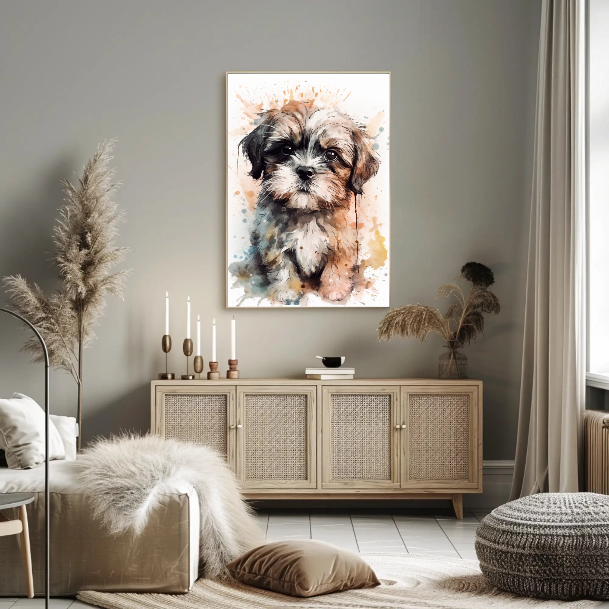 Watercolor Puppy Poster Cute Pet Wall Art Print