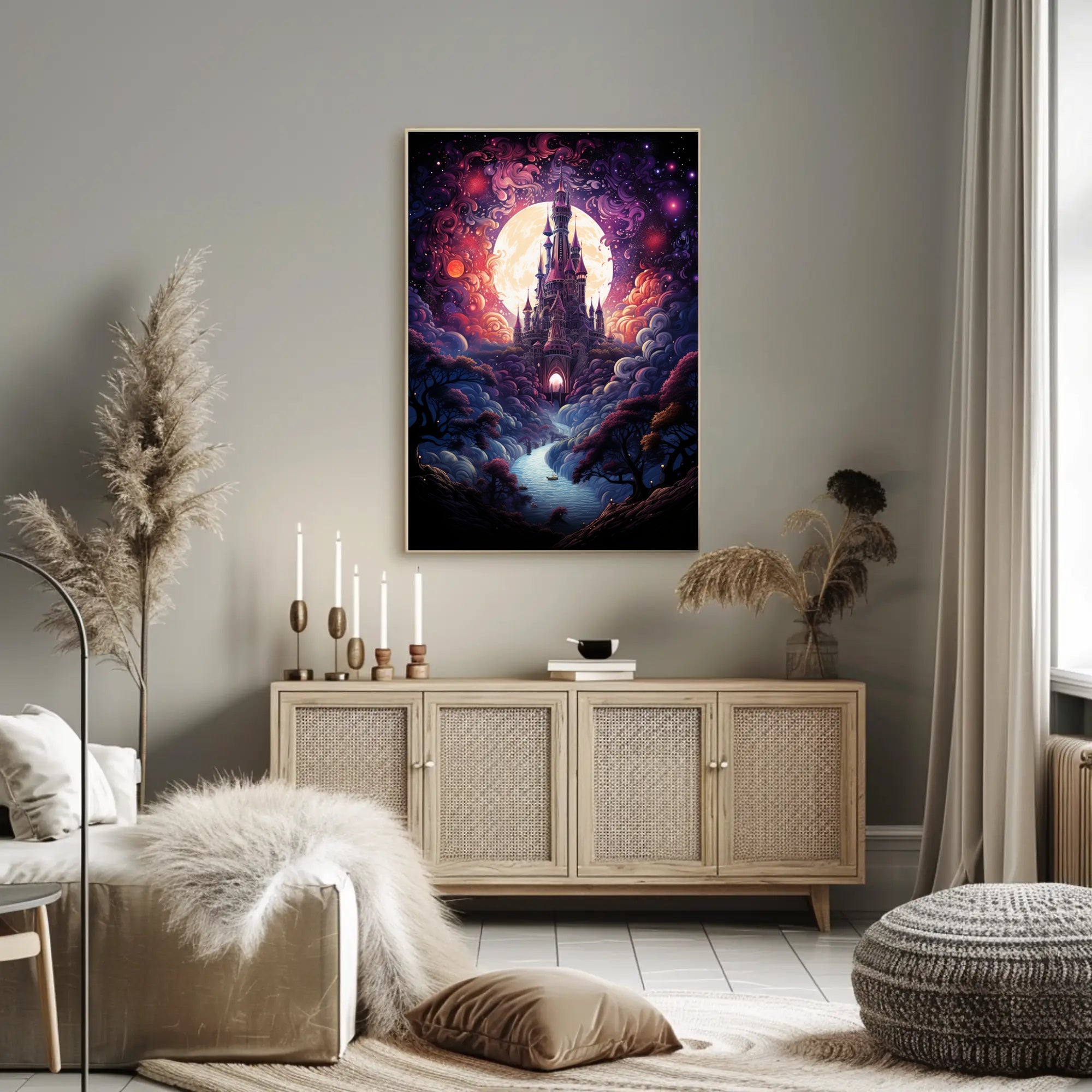 Enchanted Castle Under The Moon Poster