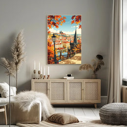 Autumn Cityscape Vintage Travel Poster Art Print