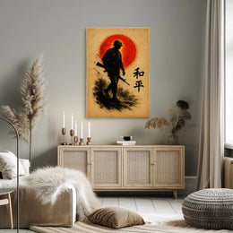 Silhouette Soldier Against Sun: Cultural or Heritage Poster
