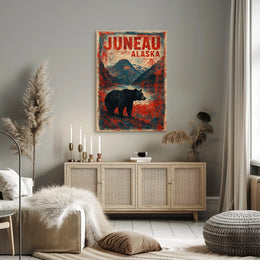 Juneau Bear Silhouette Adventure Vintage Poster