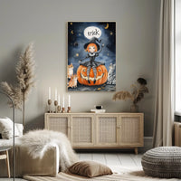 Young Witch Halloween Cartoonish Playful Whimsical Poster