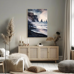 Iceland Vik Black Sand Beach and Reynisdrangar Rocks Poster