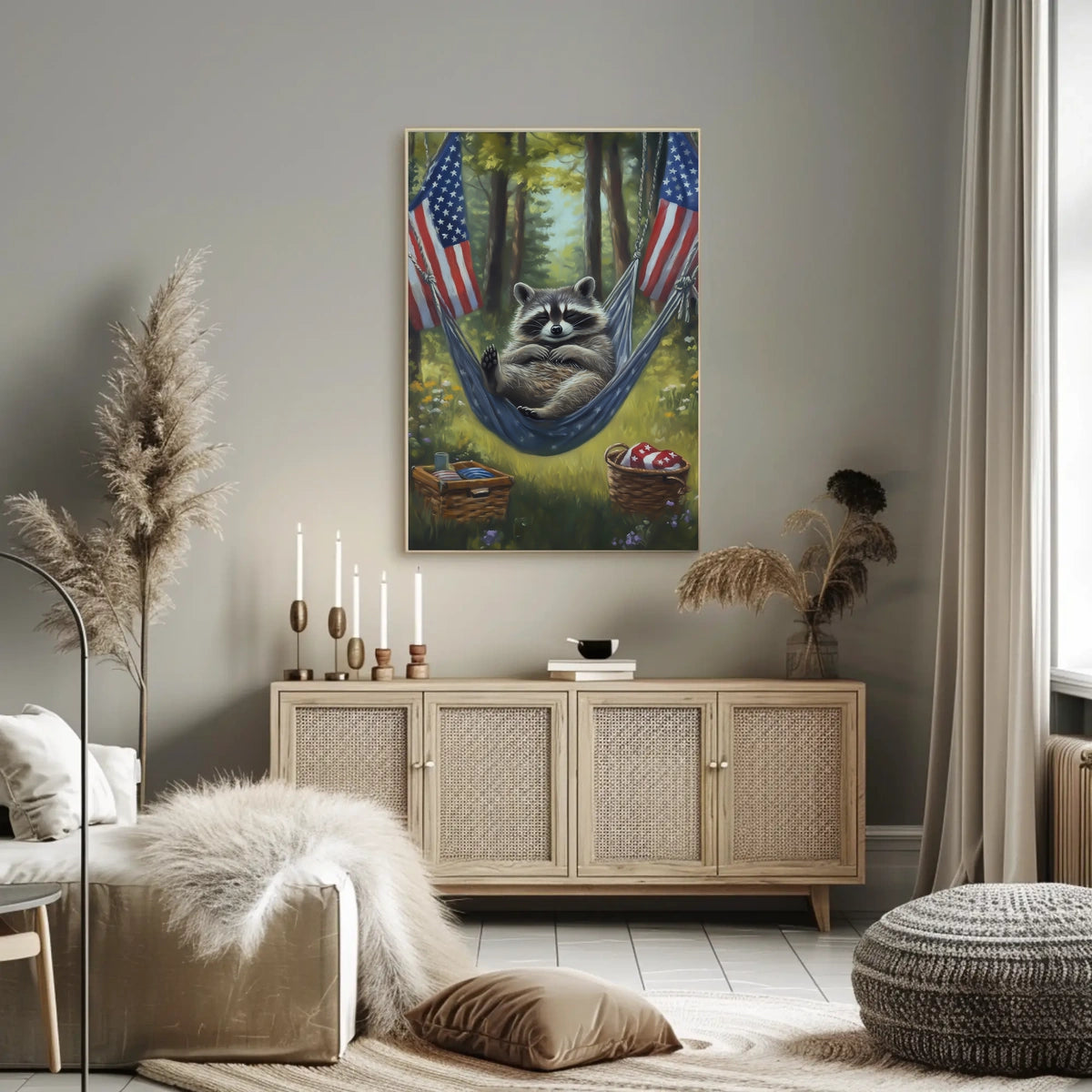 raccoon lounging in a hammock Poster