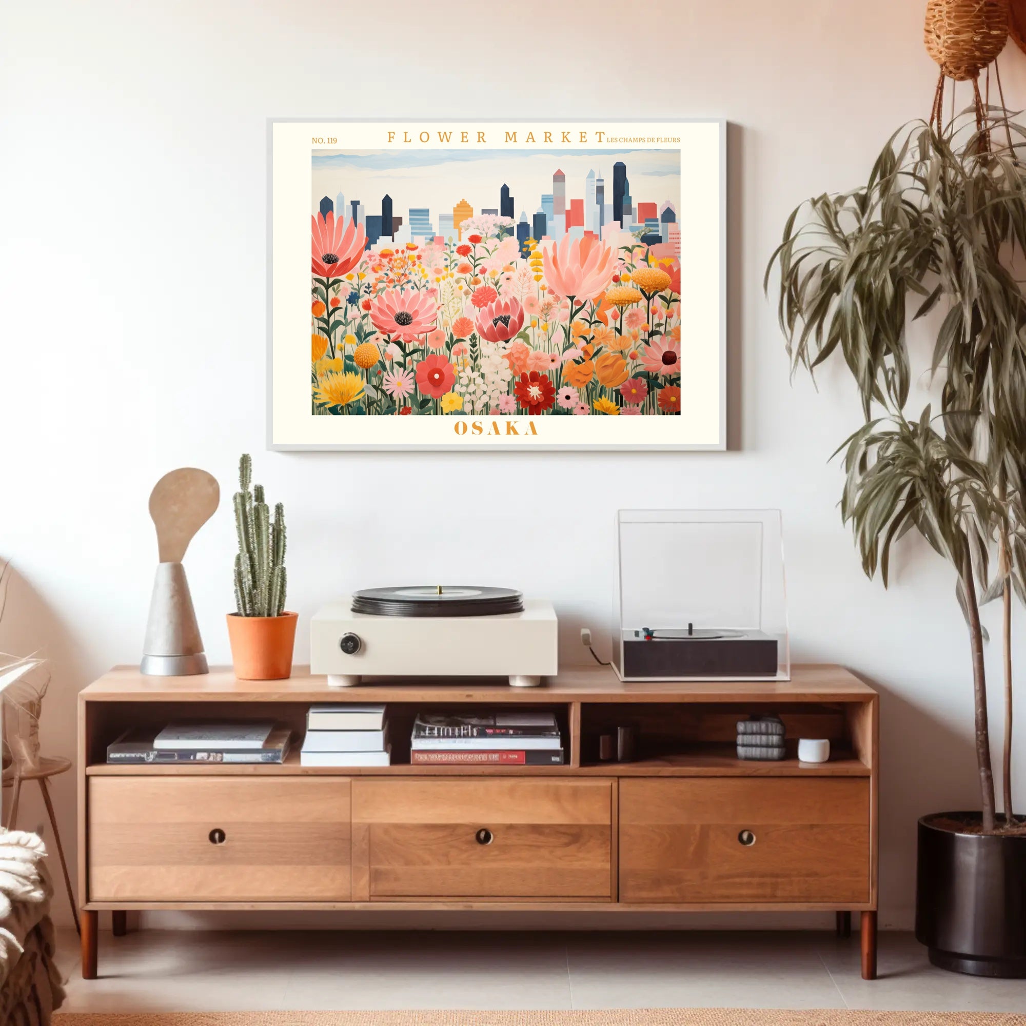 Vibrant Flower Market In Osaka Urban Or Cityscape Poster