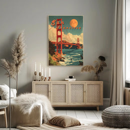 Golden Gate Bridge Retro San Francisco Travel Poster