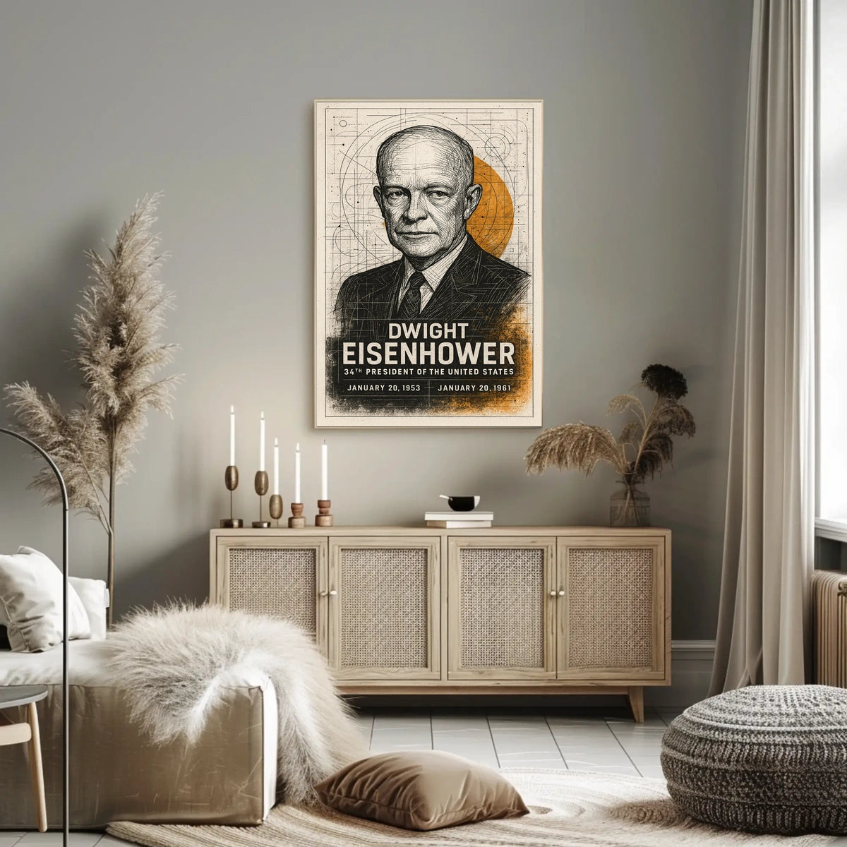 Dwight D. Eisenhower Presidential Vintage Art Historical Poster